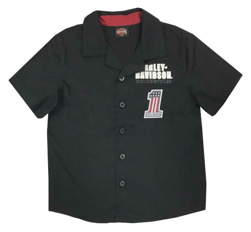 Big Boys’ #1 RWB Short Sleeve Button Shop Shirt – Black – HARLEY ...