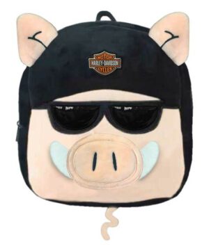 Hog Biker Plush Backpack w/ 3D Ears & Tail - Black
