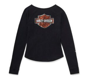 Women's Essential Bling Keyhole Henley - Harley Black - Image 3