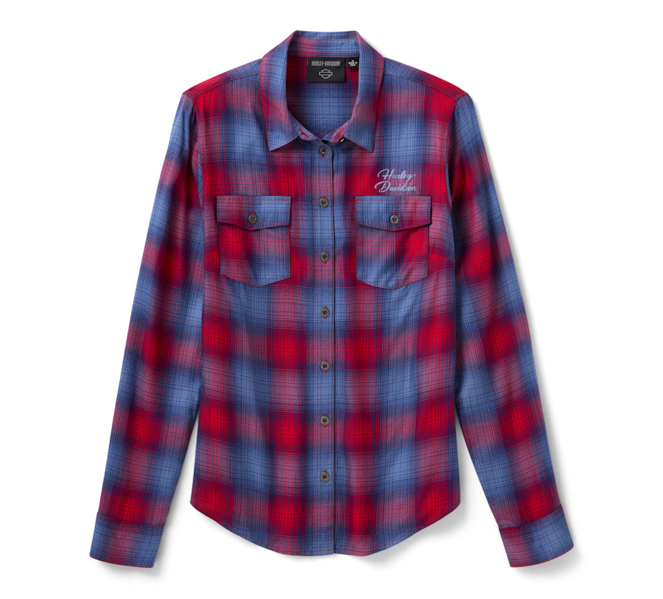 NEW ARRIVAL Women's H-D Essential Plaid Button Front Shirt - Image 2