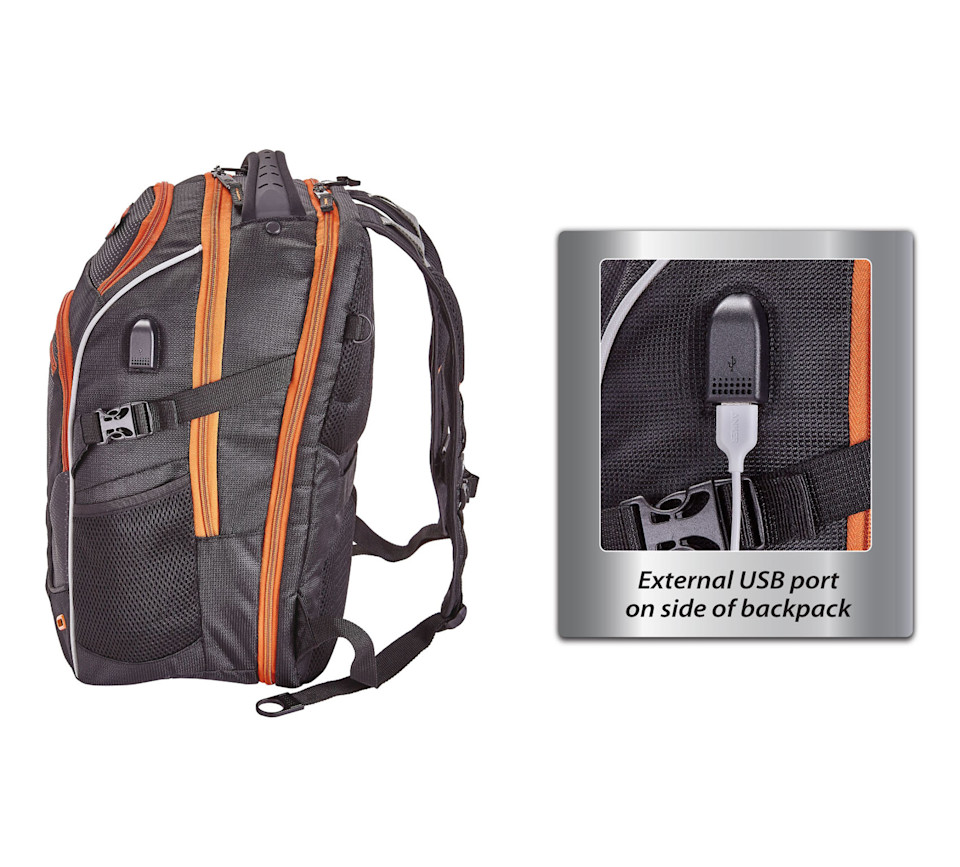 Renegade II" USB Backpack - Rust/Black - Image 2
