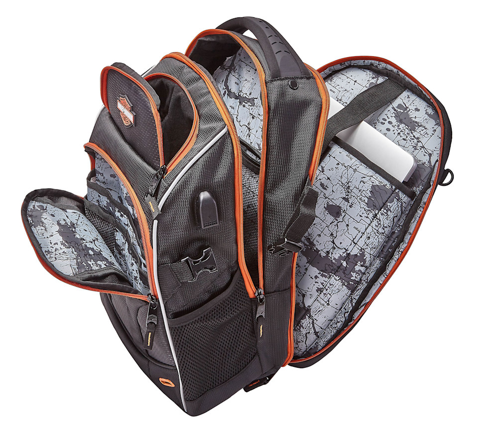 Renegade II" USB Backpack - Rust/Black - Image 3